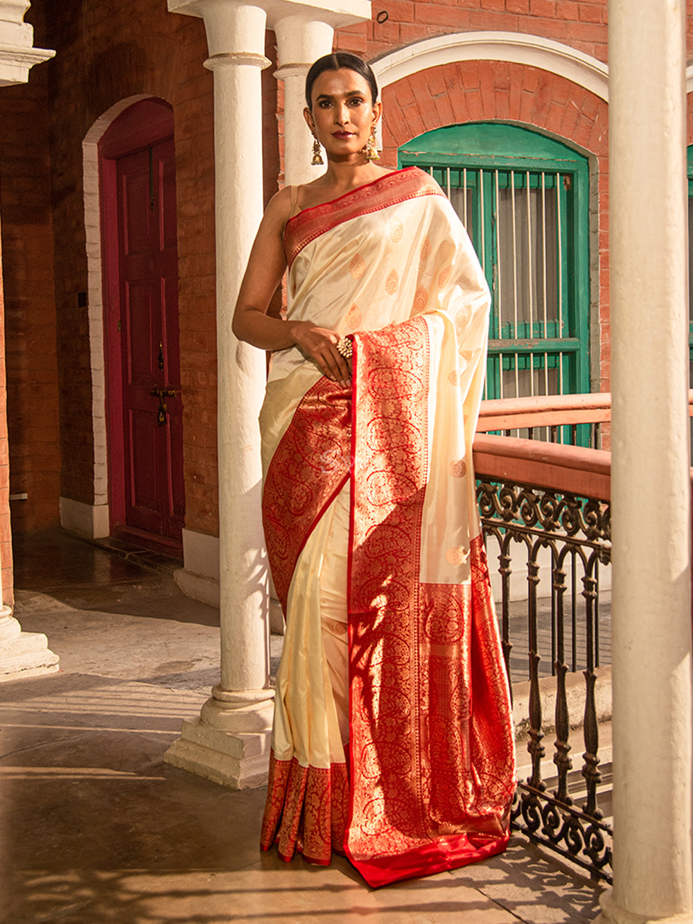 Banarasi Art Katan Silk Saree With Small Copper Zari Weaving-Green –  Banarasikargha